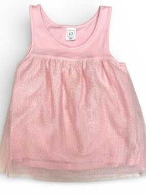 Baby Gap Girls 3T Pink Glitter Tulle Babydoll Tank Top
